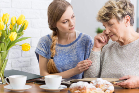 Teen Women and Older Women with coffee in the Table