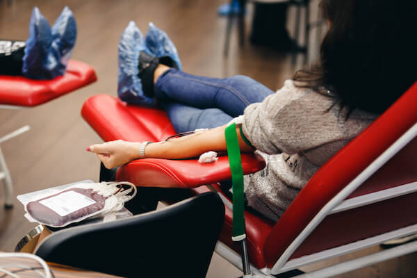 A Women donating blood