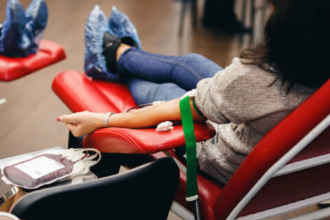 A Women donating blood