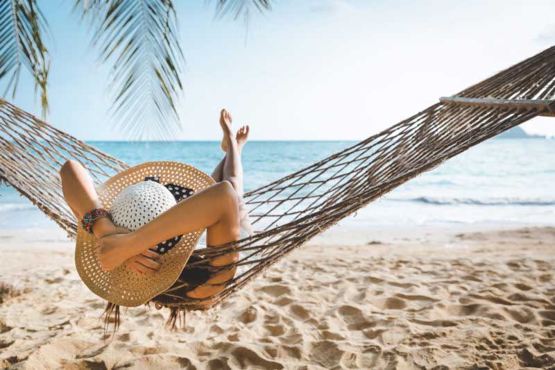 a woman relaxing on beach