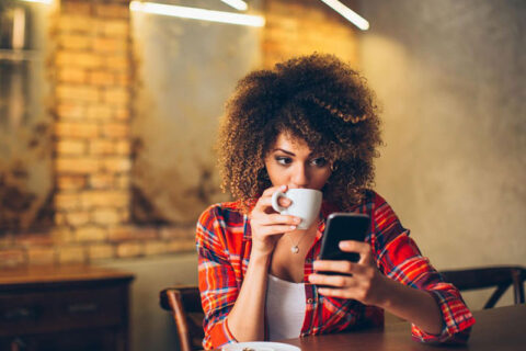 woman drinking coffee