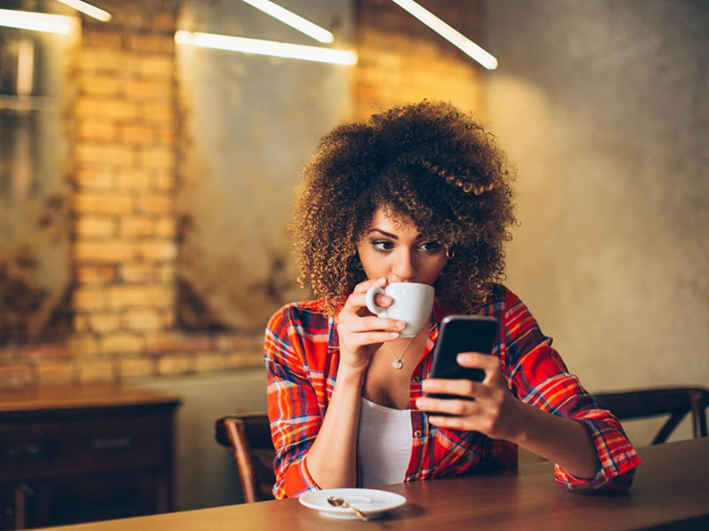 woman drinking coffee