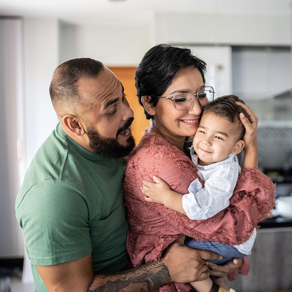 Family together at home