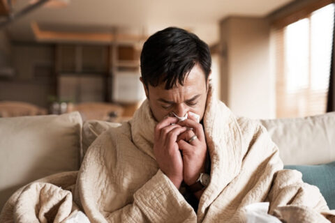 Man Suffering from Cold Flu