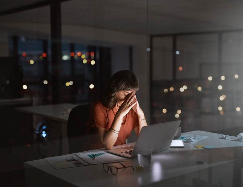 women stressing out while working