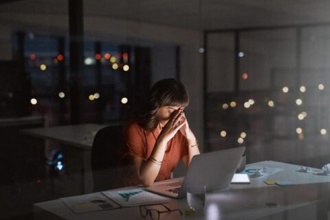 women stressing out while working