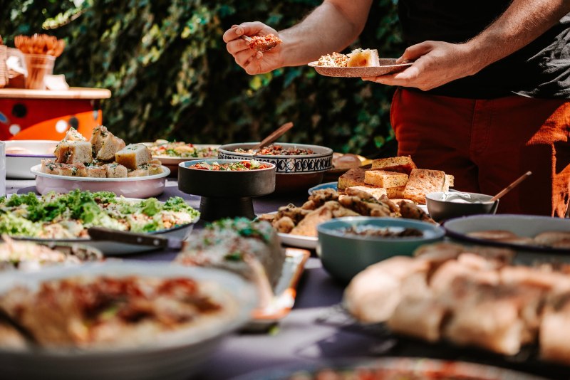 Table with lot of food