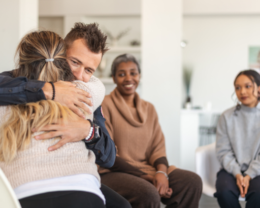 patients hugging each others