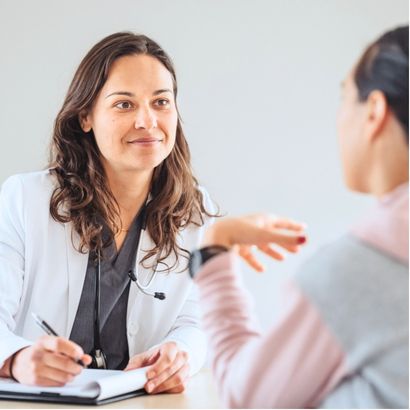 Female provider talking to patient