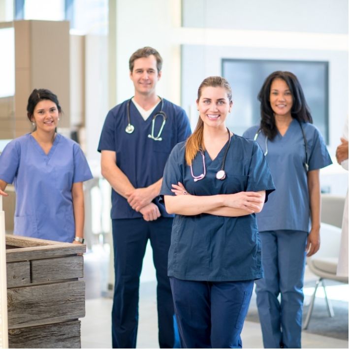 Medical Staff in blue scrubs