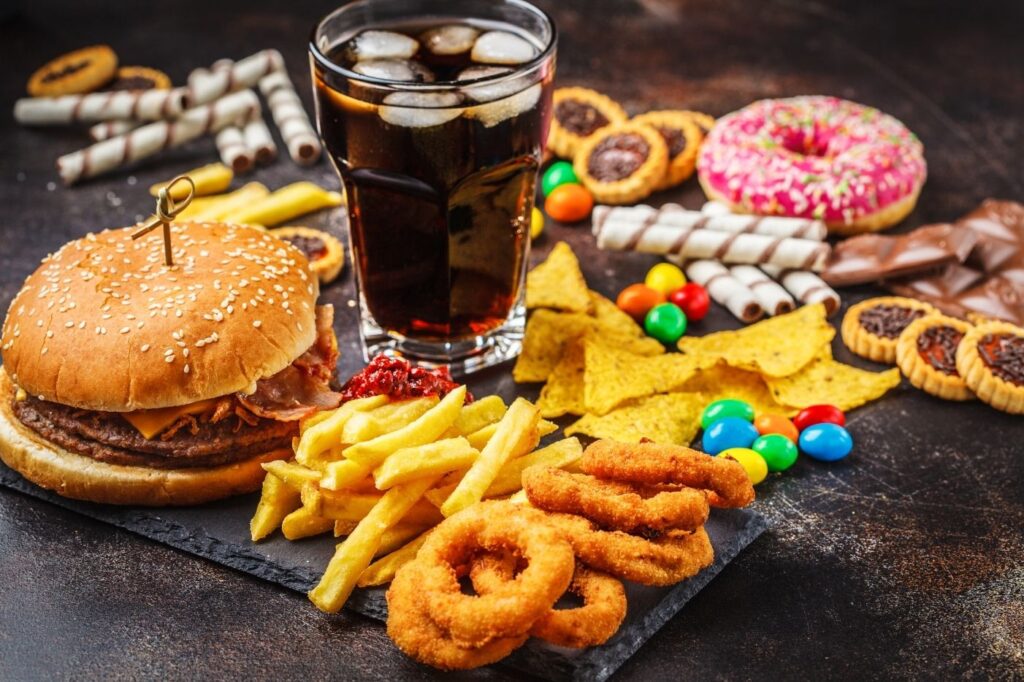 Fast food, soda, and sugary snacks