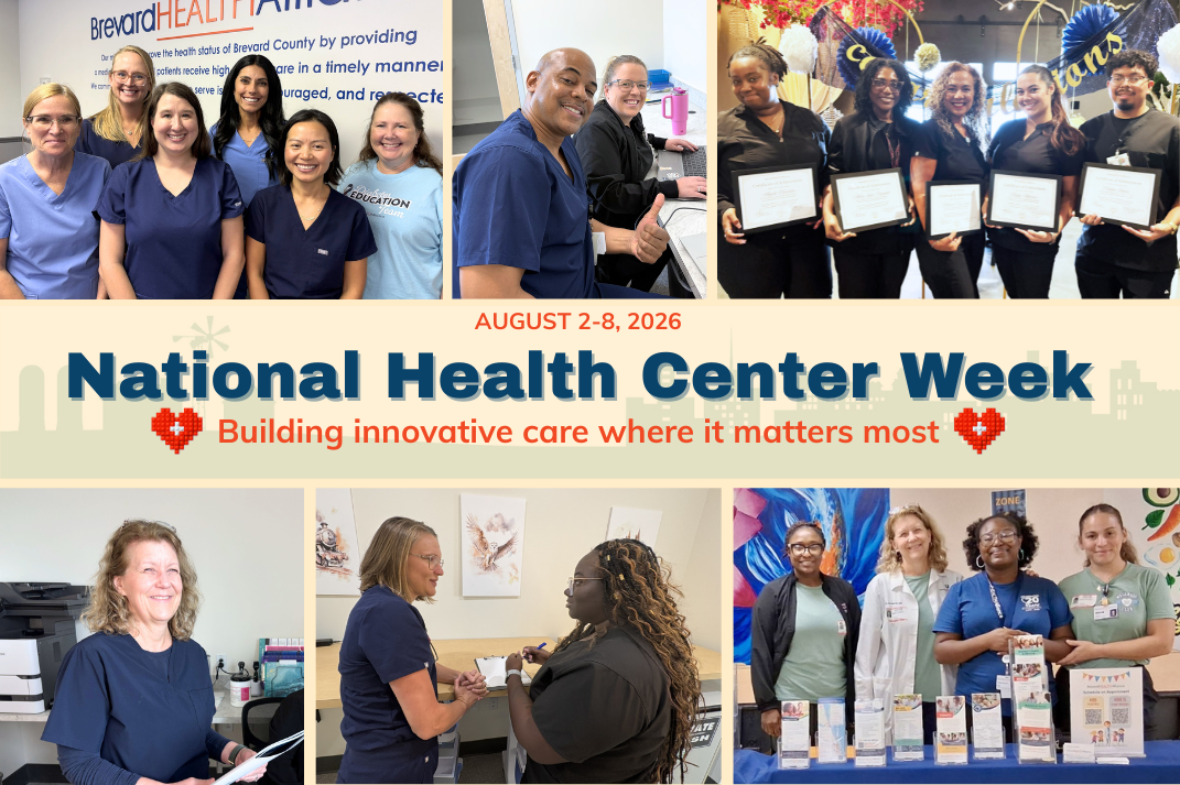 National Health Center Week 2026 collage featuring Brevard Health Alliance staff providing care, collaborating, and serving patients and the community.